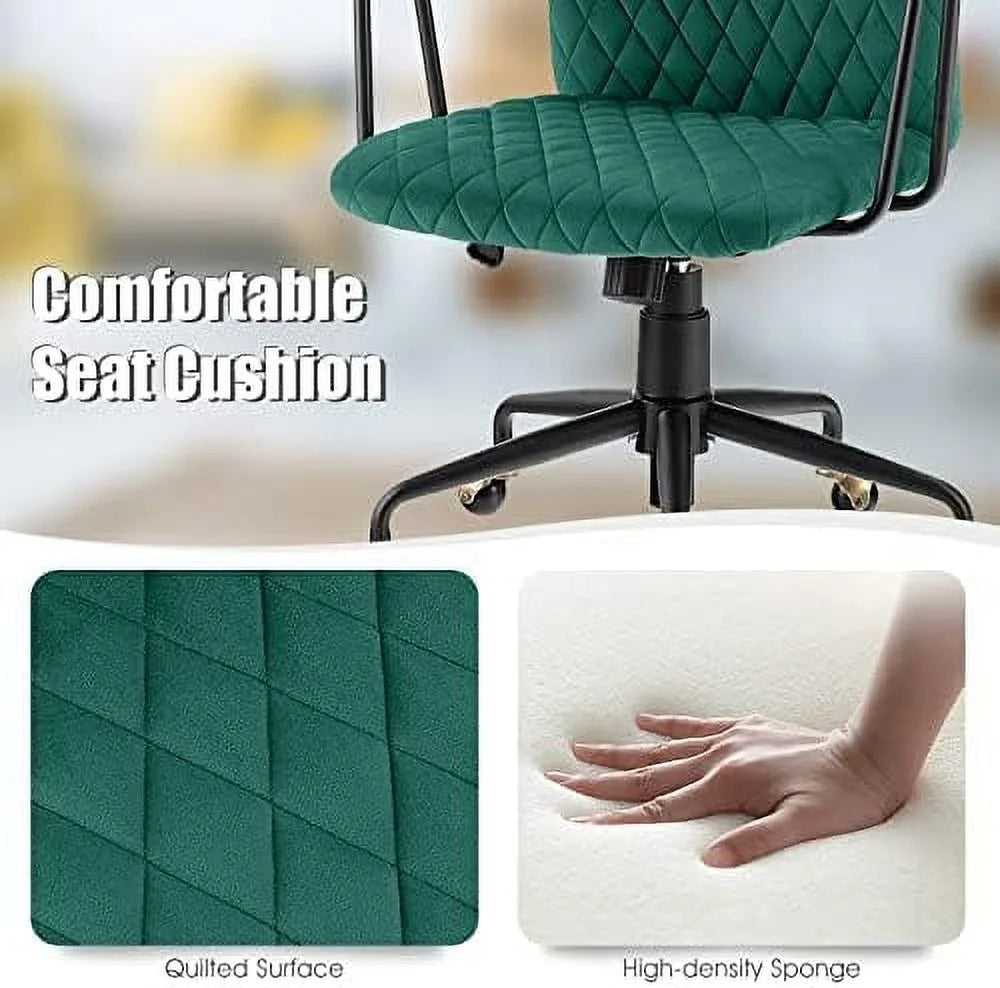 White Velvet Upholstered Office Chair with Rubber Wood Armrests T770