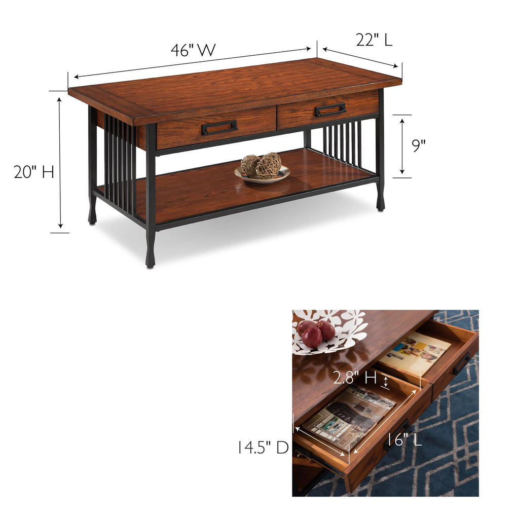 Rustic Two Drawer Coffee Table with Shelf H928224