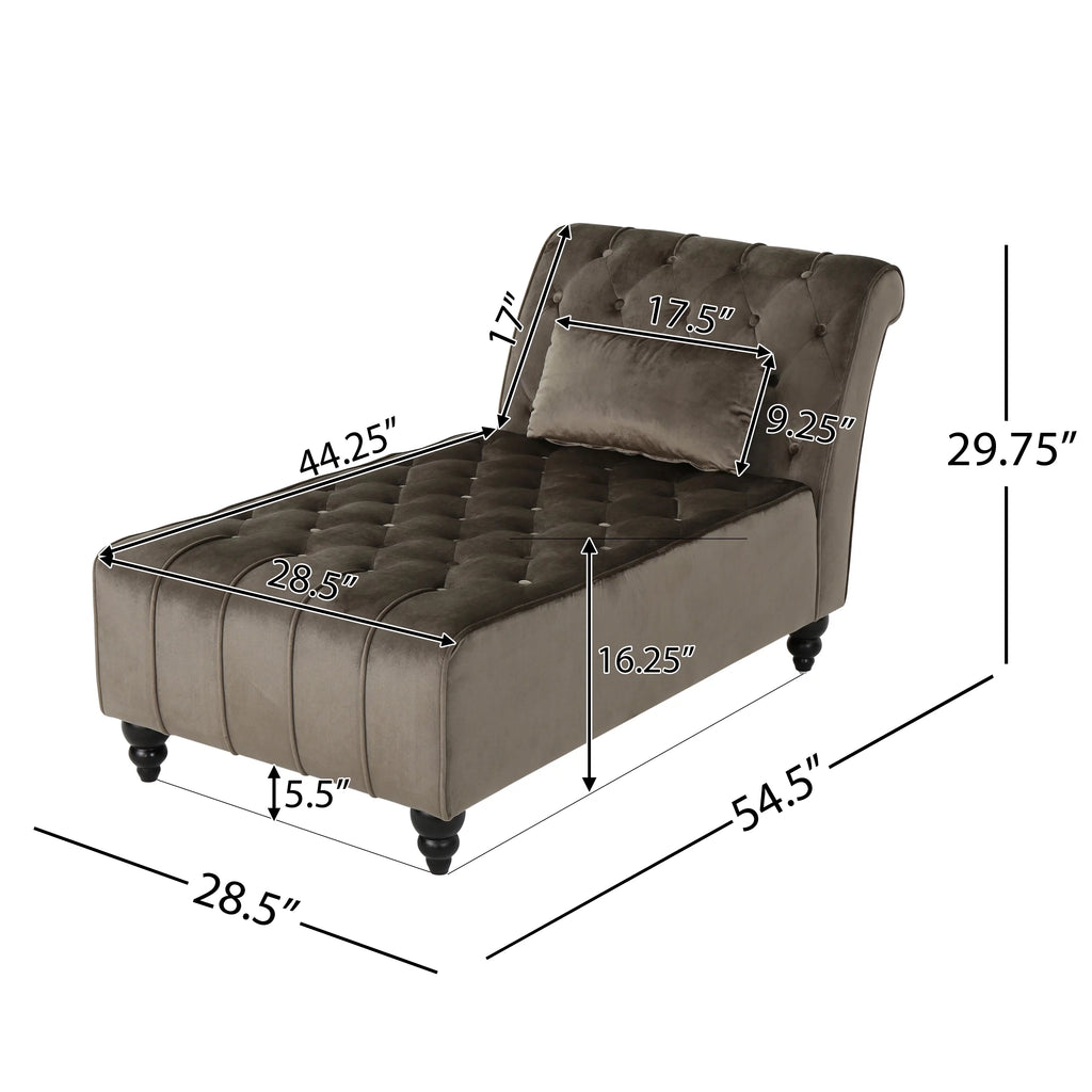 Gray Tufted Velvet Chaise Lounge R3168