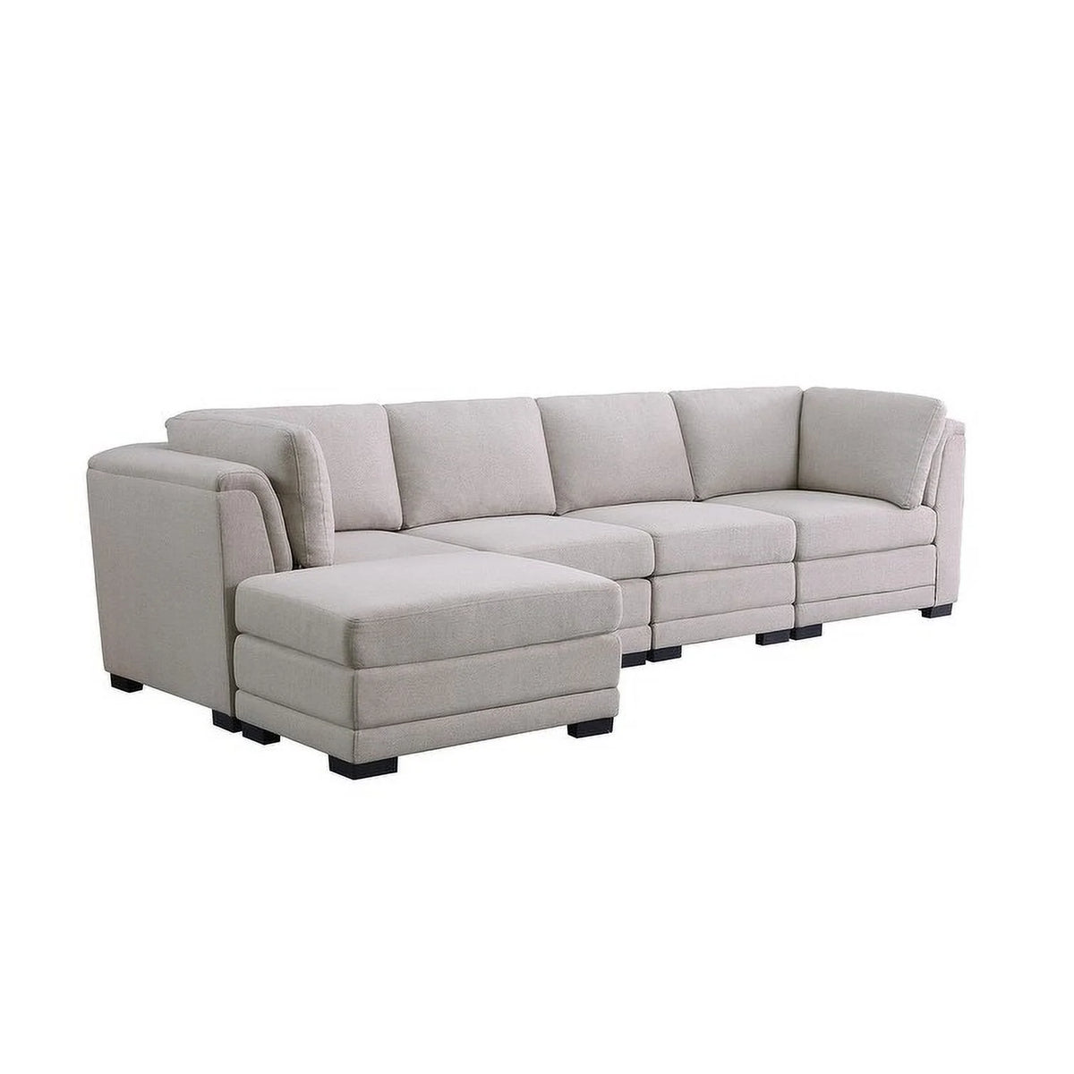 Light Gray Linen Reversible Sectional Sofa with Ottoman M68837