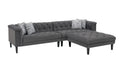 Dark Gray Velvet Tufted Sofa Ottoman Set with 4 Accent Pillows C850114