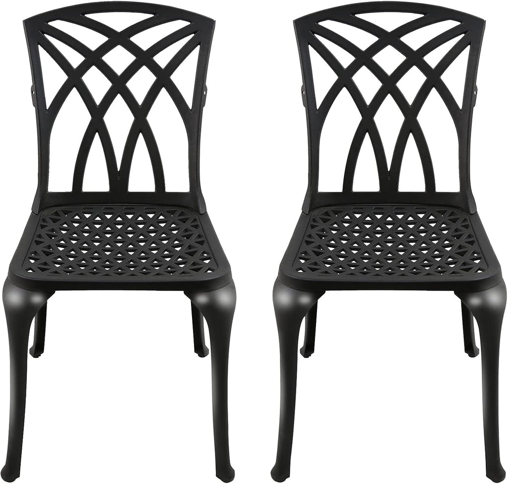 Black Set of 2 Cast Aluminum Outdoor Dining Chairs M655