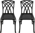 Black Set of 2 Cast Aluminum Outdoor Dining Chairs M655