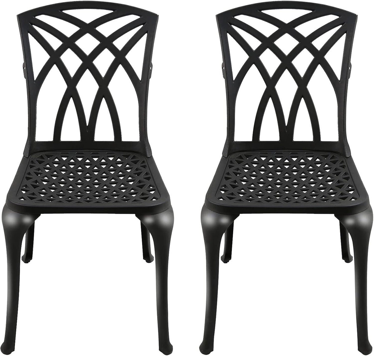Black Set of 2 Cast Aluminum Outdoor Dining Chairs M655