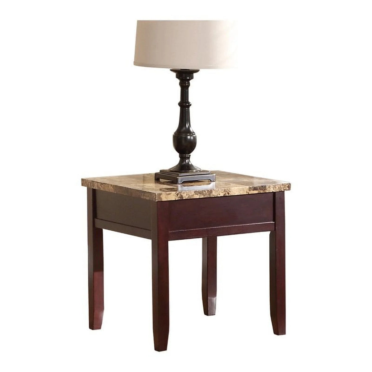 Dark Cherry Faux Marble Top End Table K134