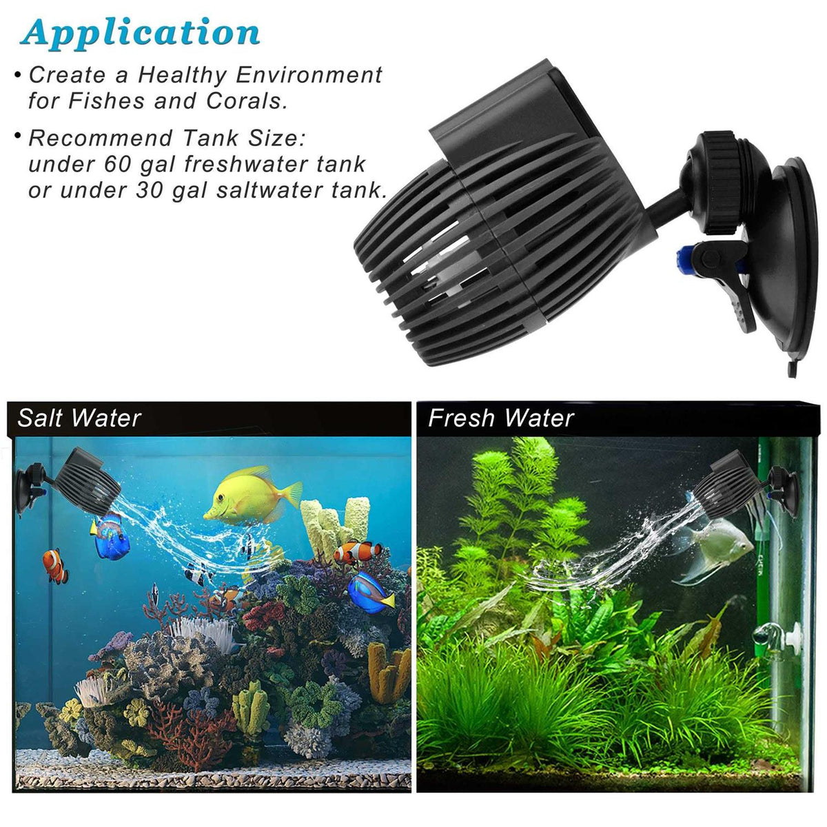 Aquarium Wave Maker Powerhead Submersible Pump with Suction Base B996