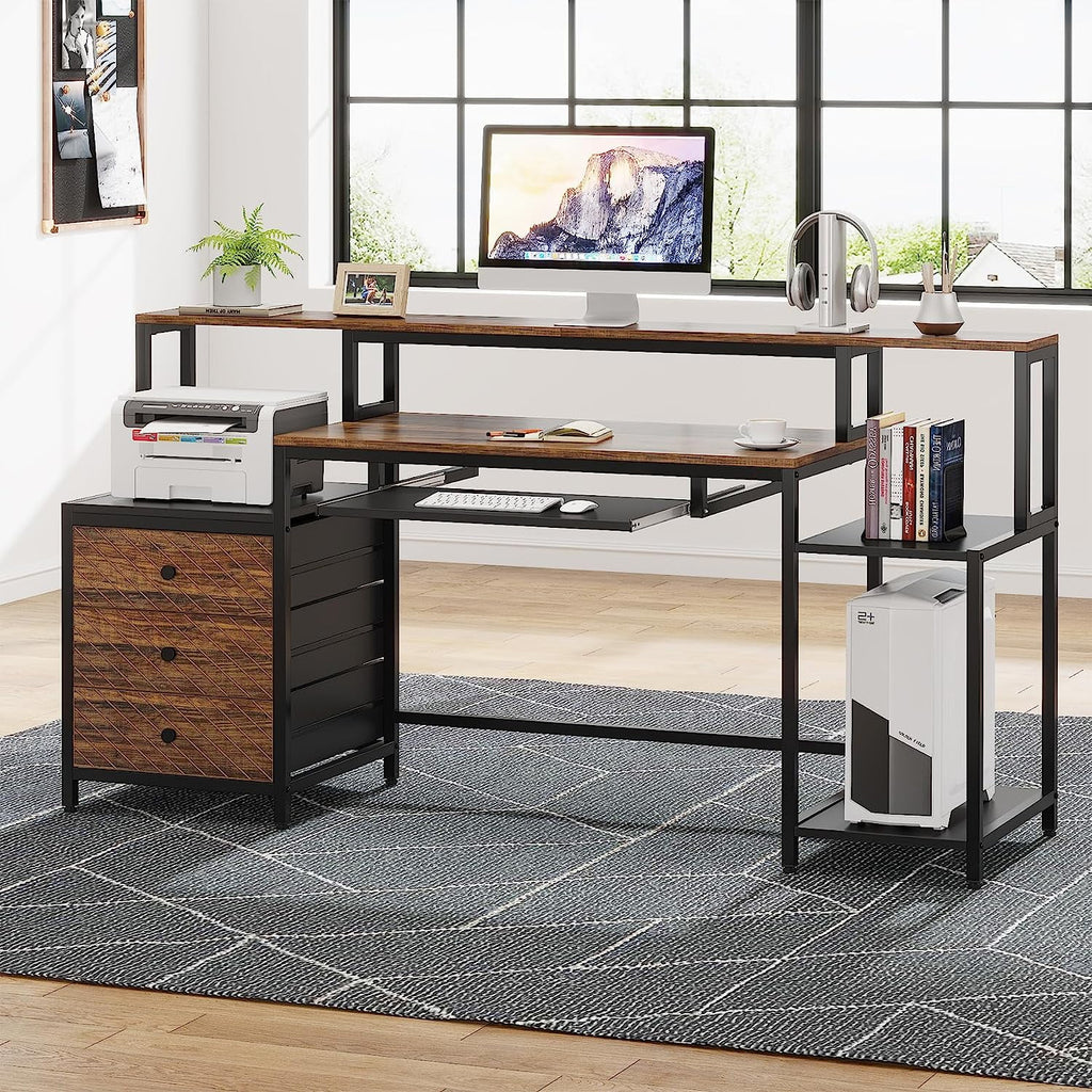 63 inches Computer Desk with 3 Drawers L43121