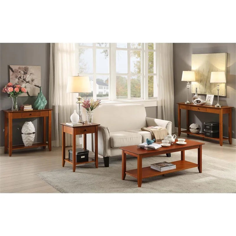 2 Piece Coffee Table and Set of 2 End Table Set in Cherry Q7748
