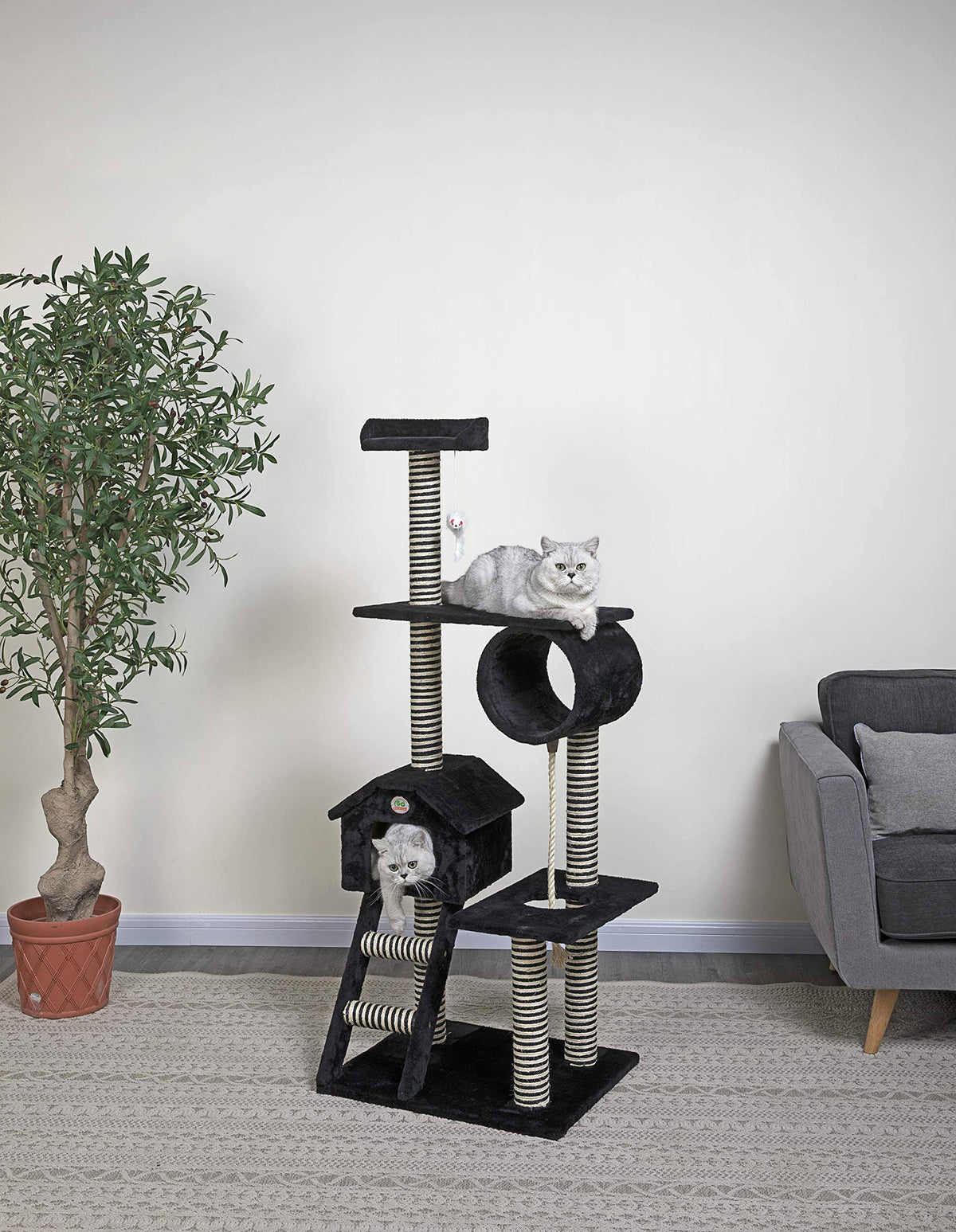 Black 60 in. Cat Tree U26428