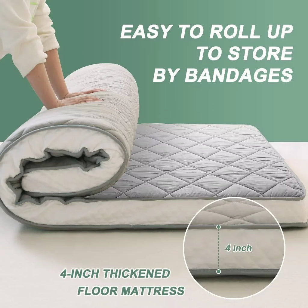 Japanese Floor Mattress Futon Mattress, Foldable Roll Up Mattress, Coffee, Full Size X548