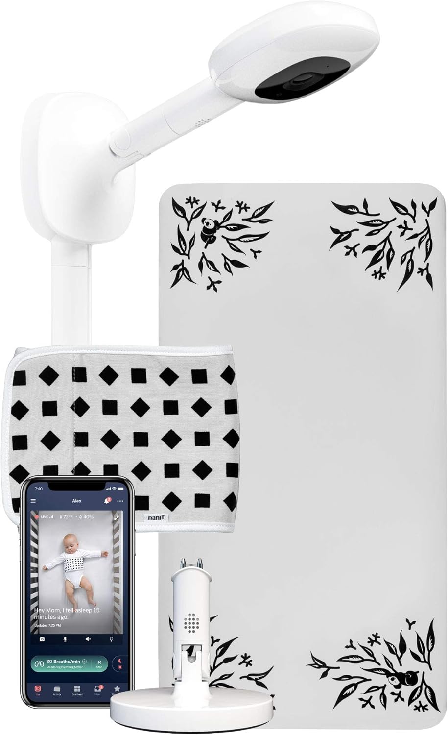 Smart Baby Monitor & Wall Mount – 1080p Wi-Fi Video Camera, Sleep and Breathing Motion Tracker, 2-Way Audio, Night Vision N81427