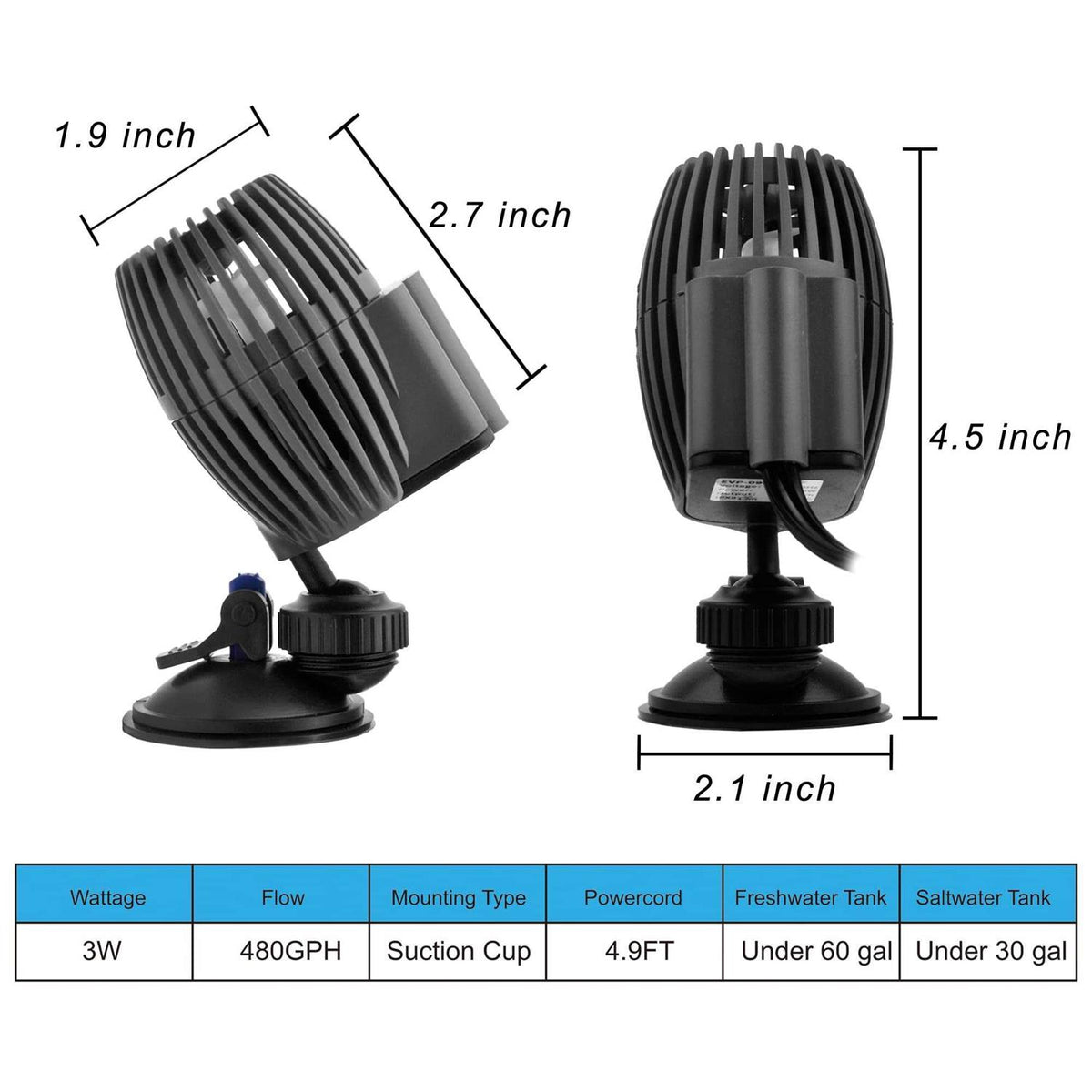 Aquarium Wave Maker Powerhead Submersible Pump with Suction Base B996