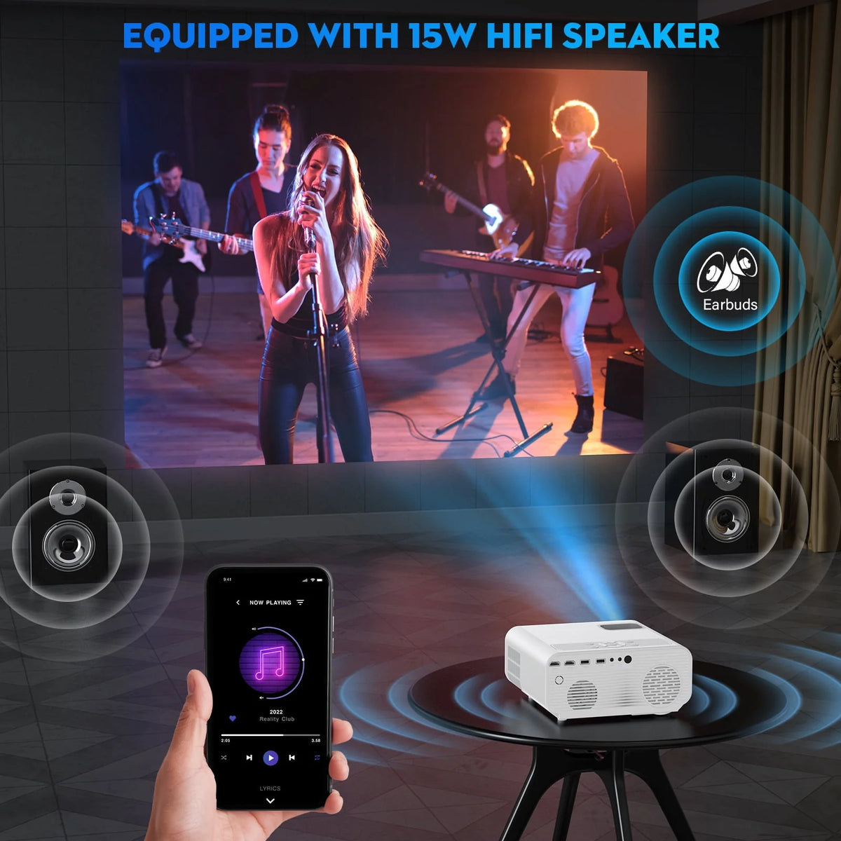 4K Portable Mini Projector with Wifi and Bluetooth Q811268