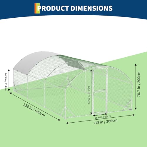 Heavy Duty Walk-in Chicken Coop Metal Poultry Cage with Waterproof UV Cover M318