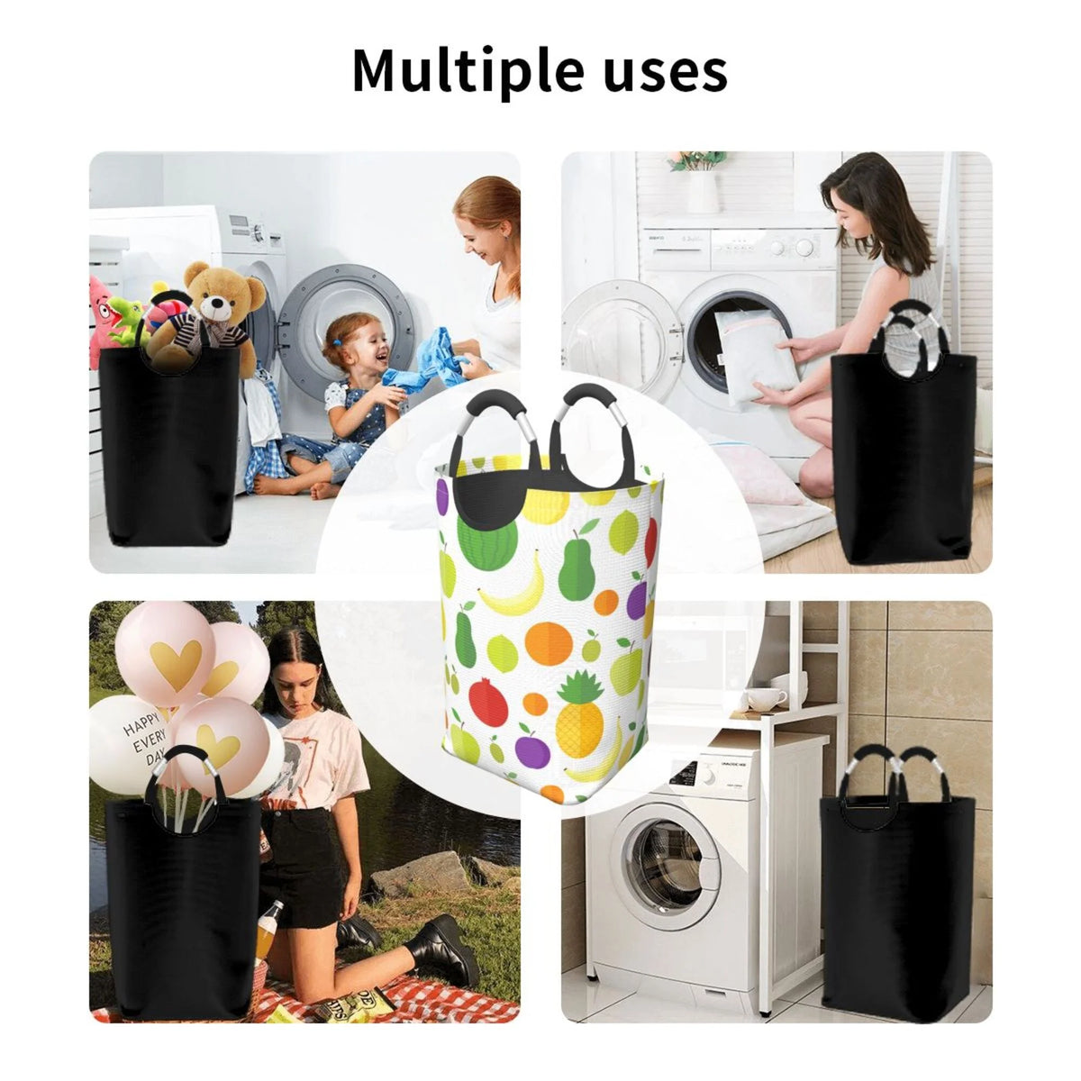 Lime Avocado Lemon Rectangular Collapsible Laundry Basket with Handles C143456