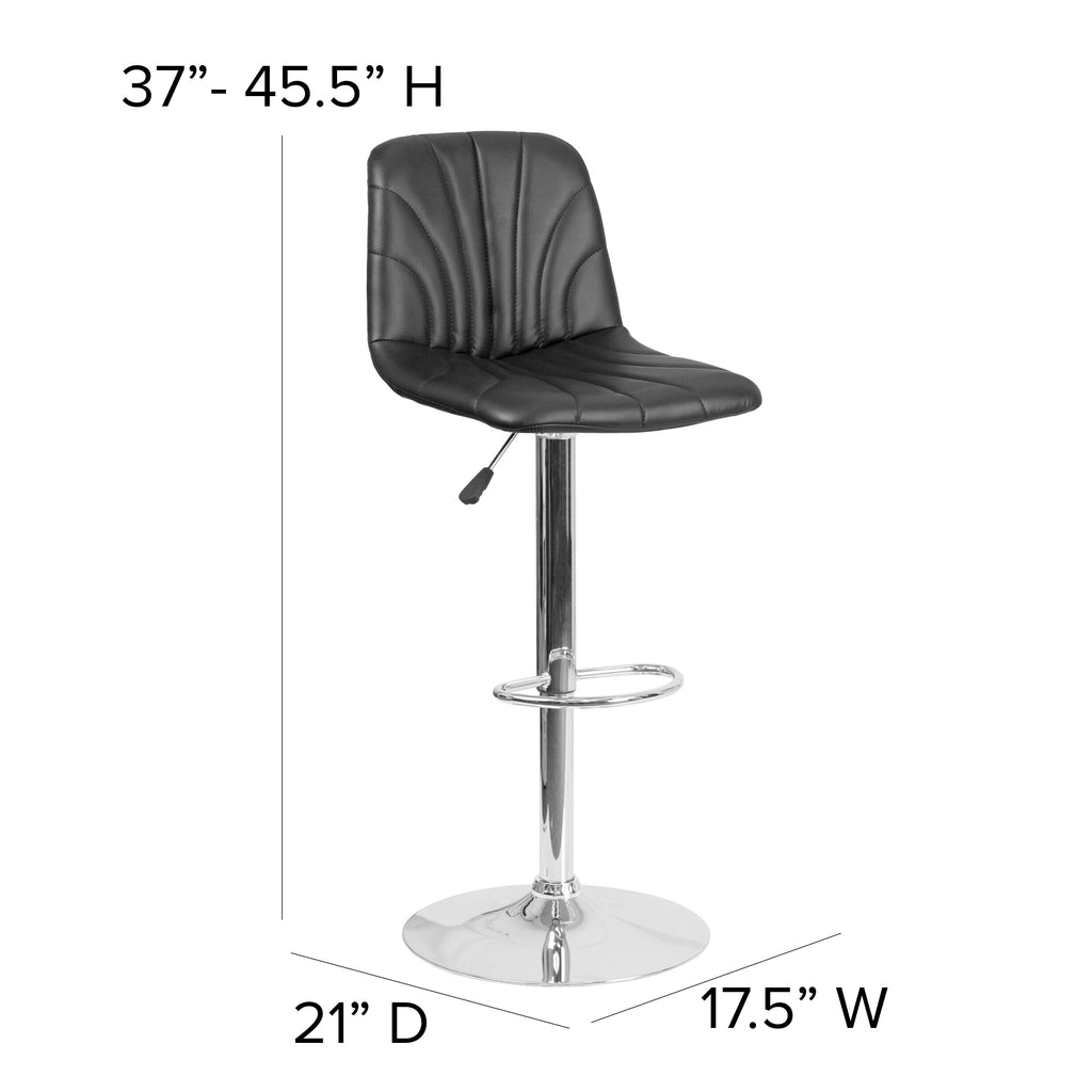 Black Vinyl Adjustable Height Barstool with Chrome Base E683