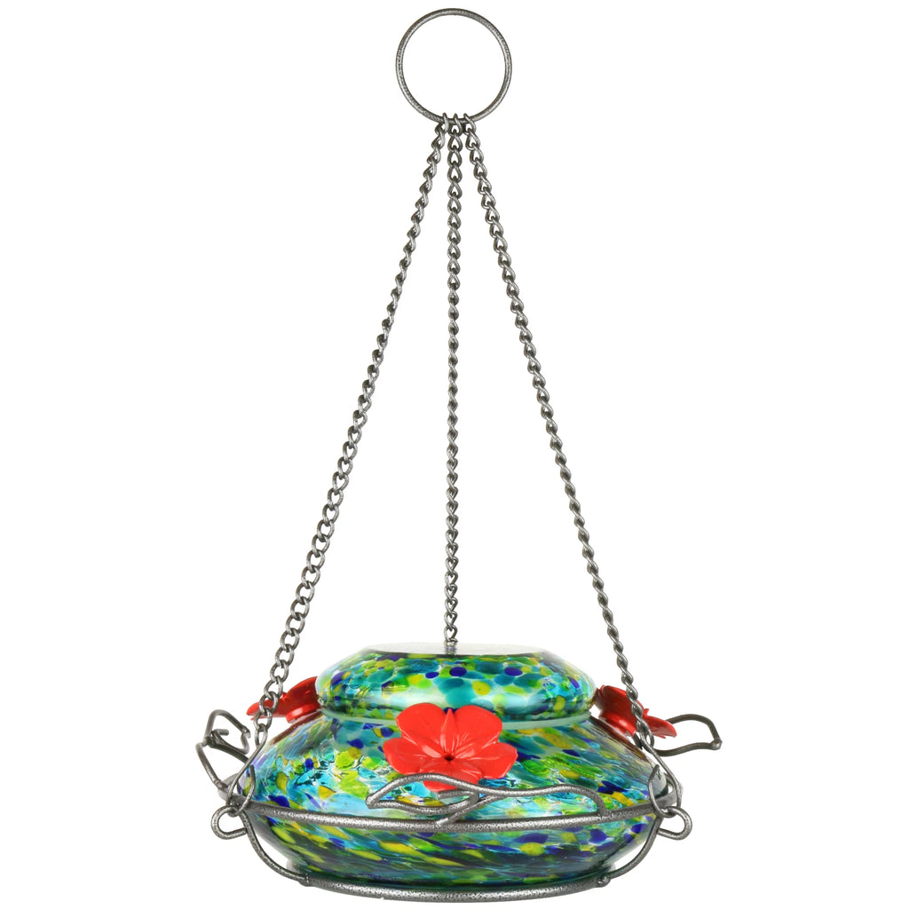 Artisan Glass Solar-Powered Hummingbird Feeder 16 oz V878