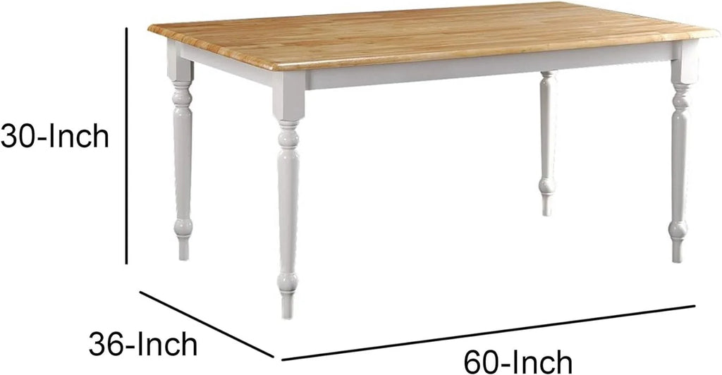 Rectangular Wooden Dining Table with Turned Legs K607