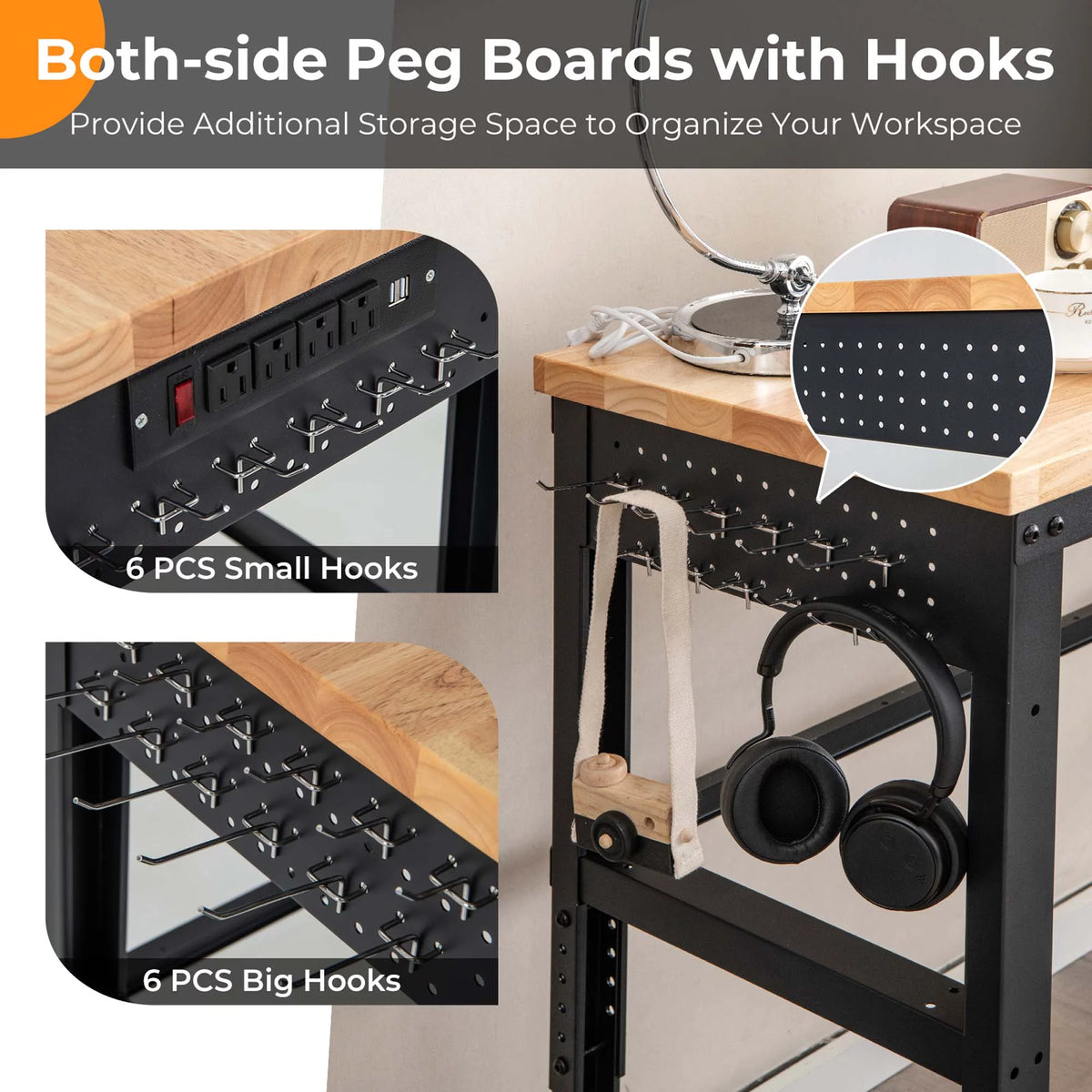 Adjustable Height Workbench with Power Outlets X96807