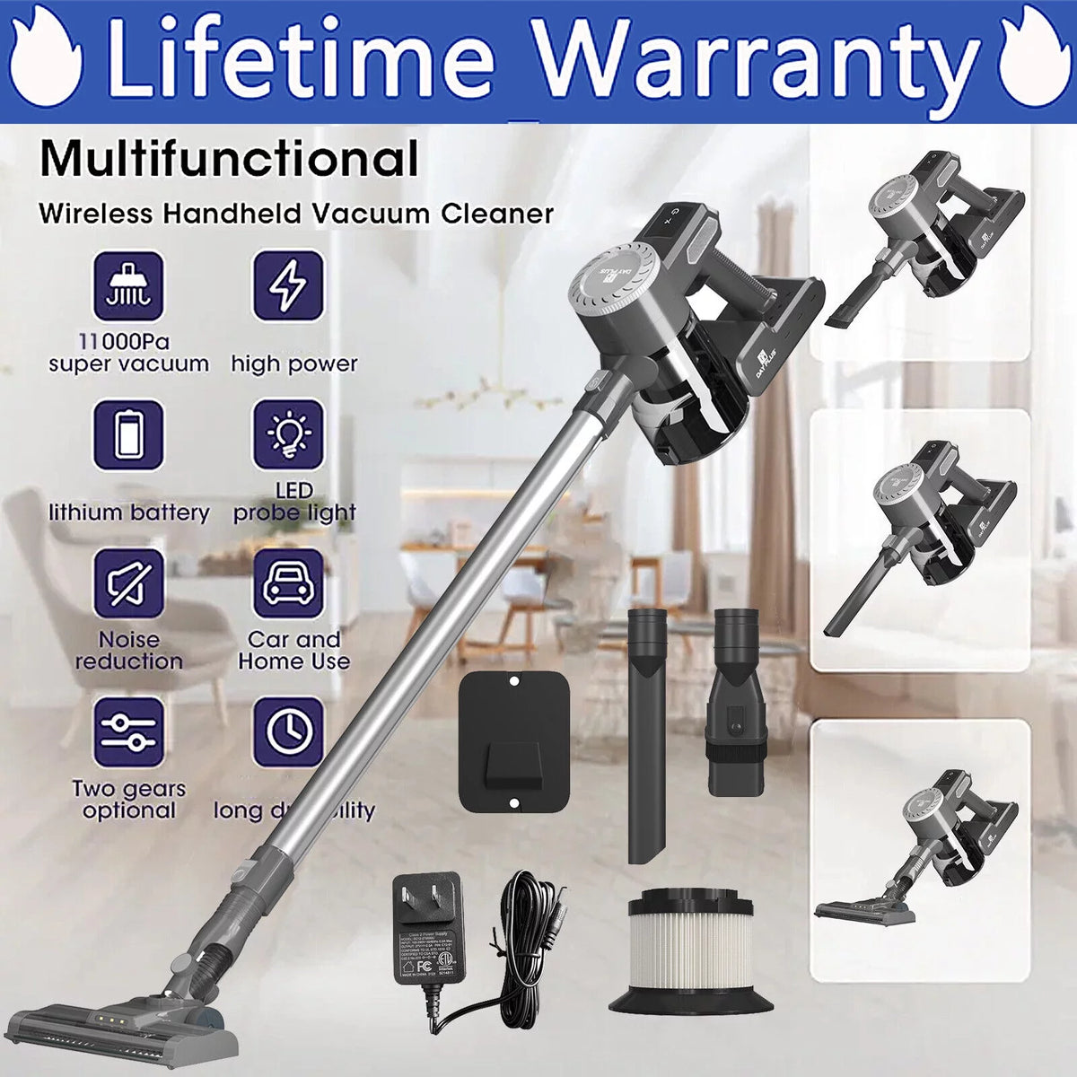Cordless Vacuum Cleaner, 22Kpa Stick Vacuum Z427