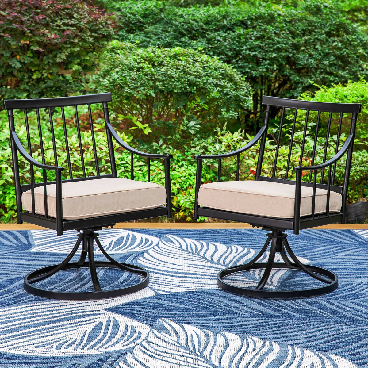 7-Piece Outdoor Dining Set with 6 Swivel Cushioned Chairs & Rectangular Table X4167