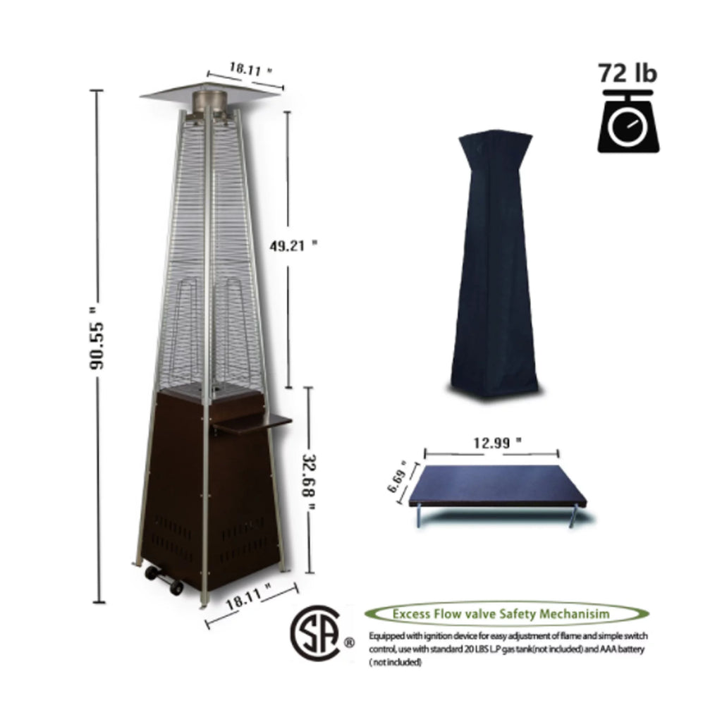48,000 Btu Black Propane Patio Heater with Cover C3002
