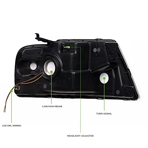 Sequential LED Strip Bar Black Housing Headlights With Amber Reflector P927