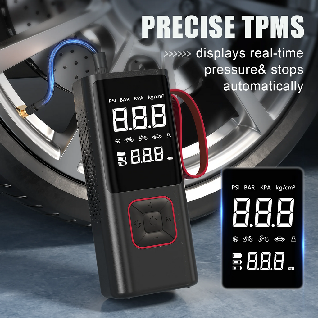 Cordless Tire Inflator Portable Air Compressor 6000mAh 150PSI Air Pump C331