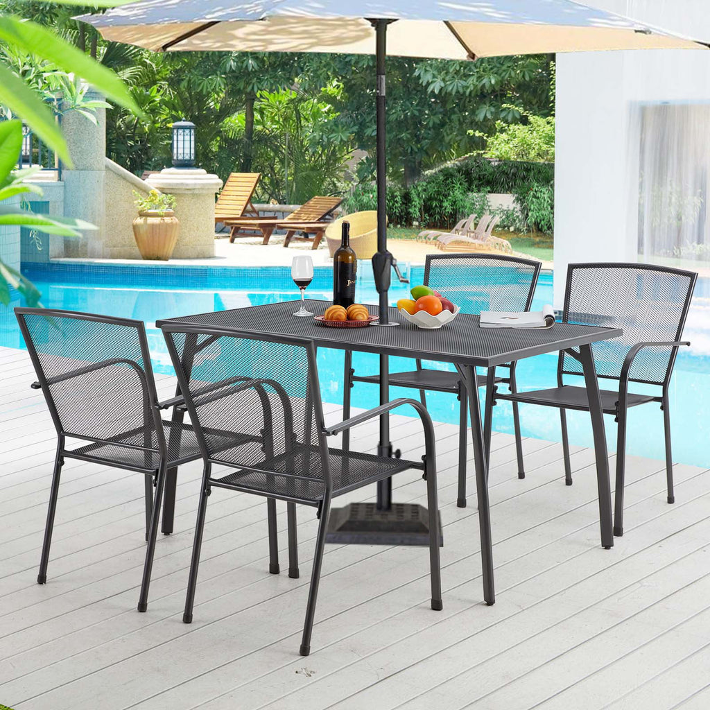 5-Piece Metal Patio Dining Set with 4 Stackable Chairs I416418