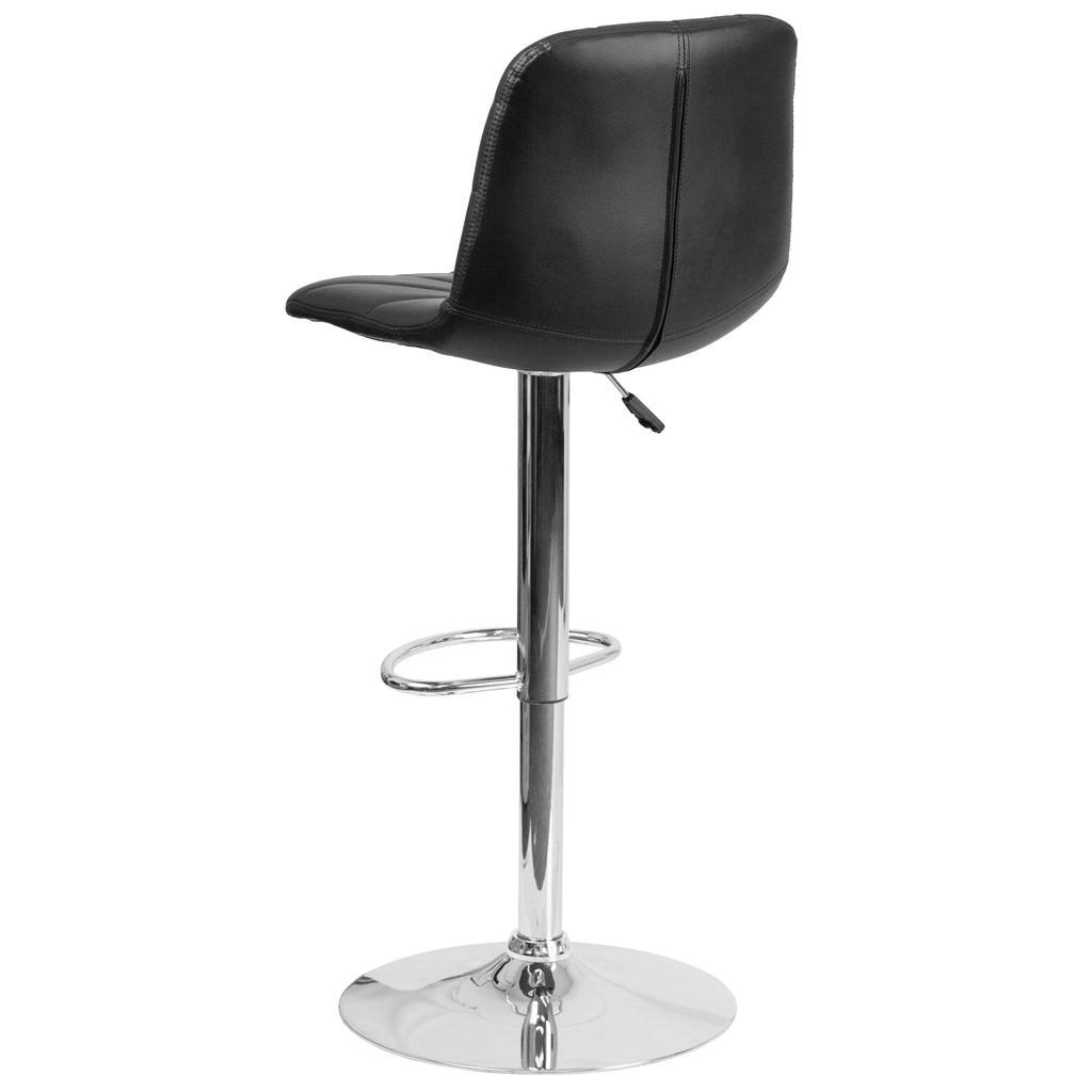 Black Vinyl Adjustable Height Barstool with Chrome Base E683
