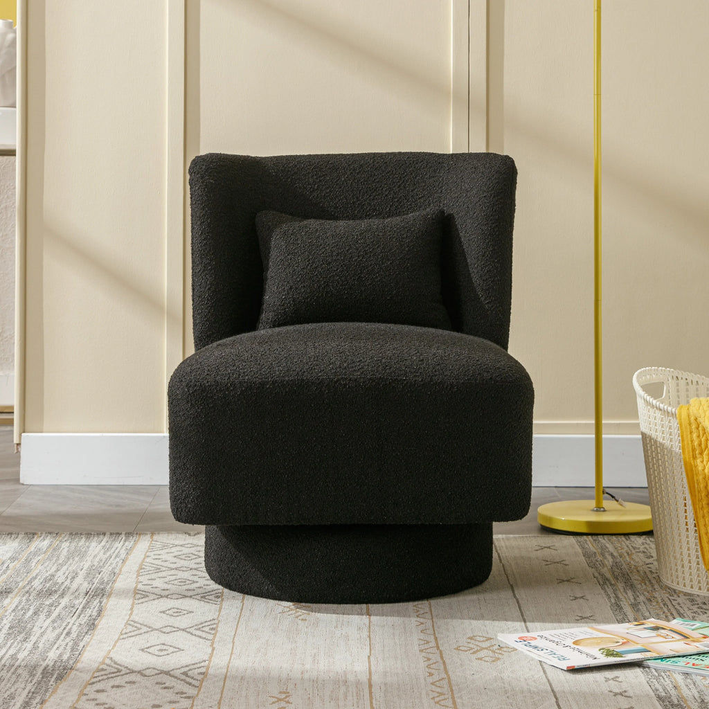 Black 360 Degree Swivel Accent Barrel Chair Z272800