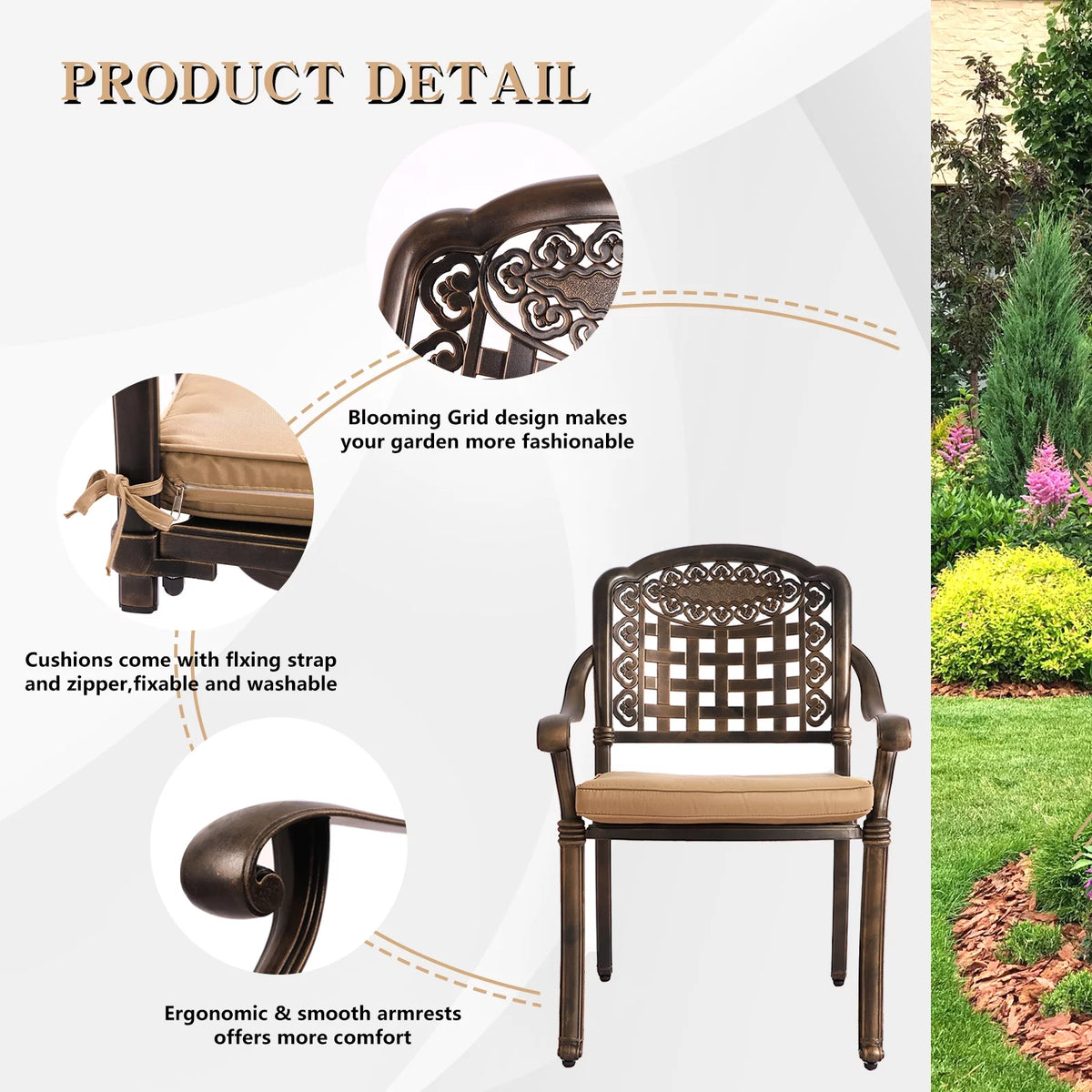 2 Piece Cast Aluminum Outdoor Bistro Dining Chair Set K3740