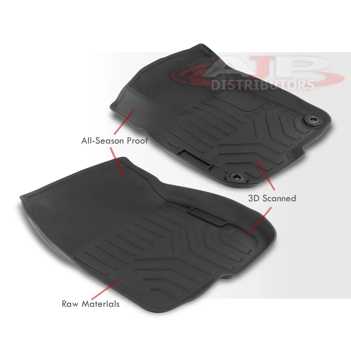 3-Piece TPE Rubber Floor Mats Liner Front Rear Set A686