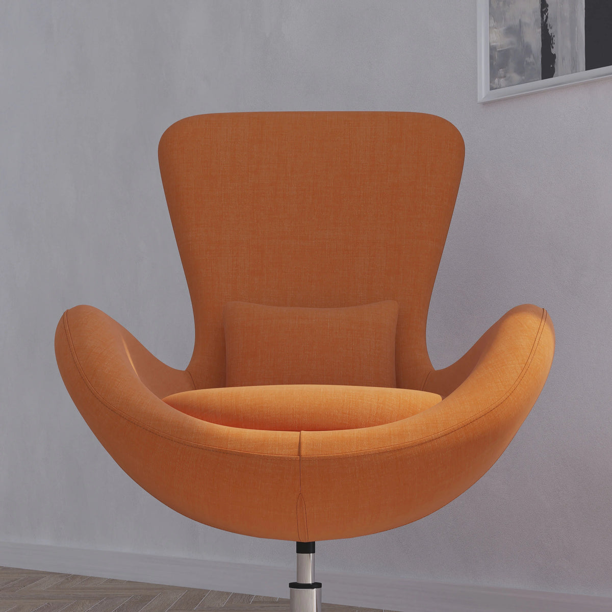 Orange Fabric Upholstered Swivel Lounge Chair F1490