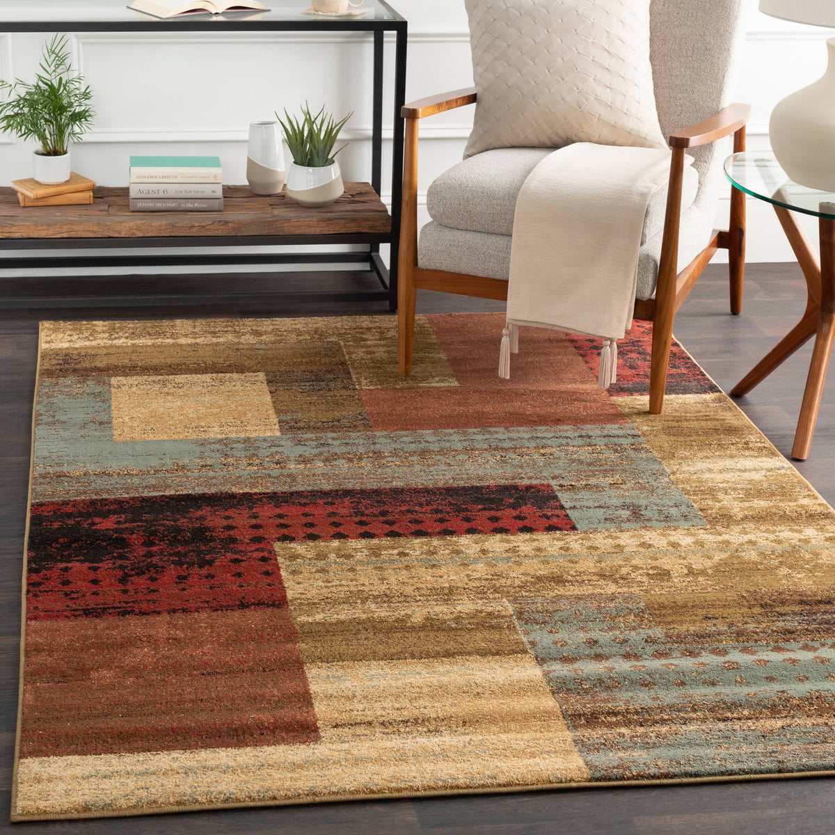 8x11 Dark Red Area Rug V5640