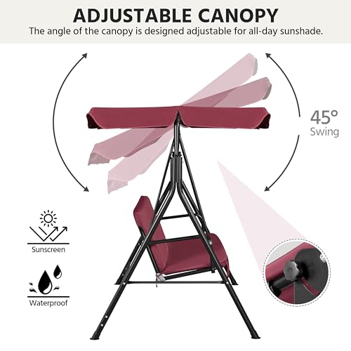 3-Seat Outdoor Swing Chair with Adjustable Canopy & Removable Cushion D7805