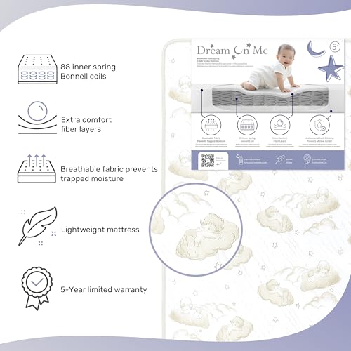 5” 2-in-1 Breathable Spring Coil Crib and Toddler Bed Mattress A490