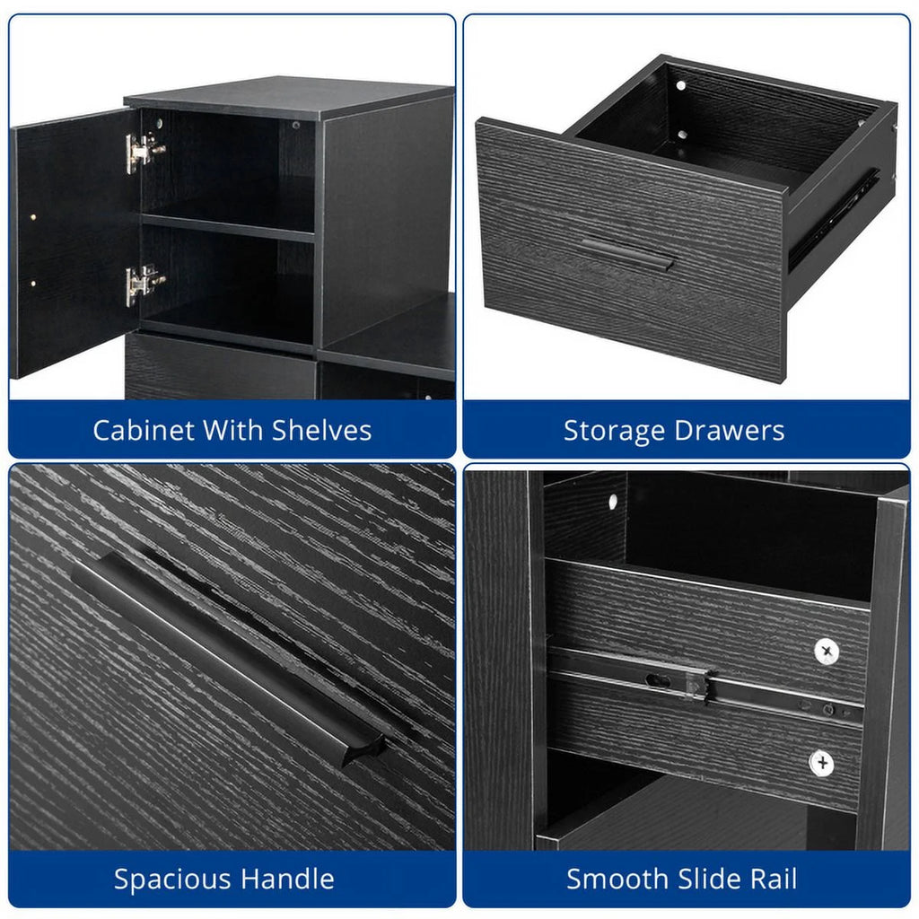 Black Computer Desk with 3 Storage Drawers S2678