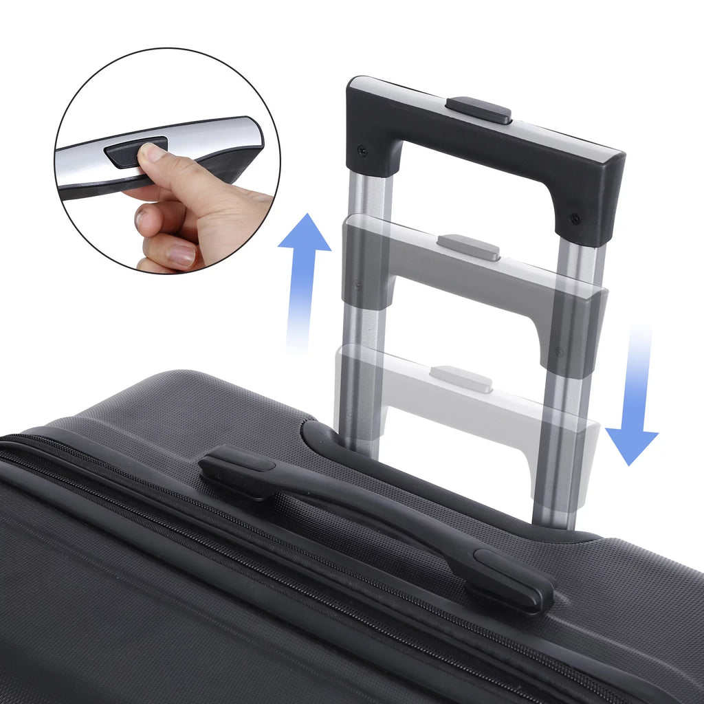 3pcs Black Spinner Luggage Suitcase Set L485556