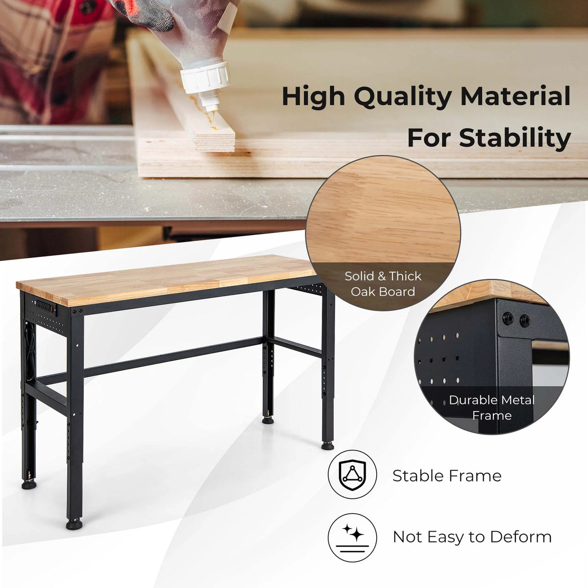 Adjustable Height Workbench with Power Outlets X96807