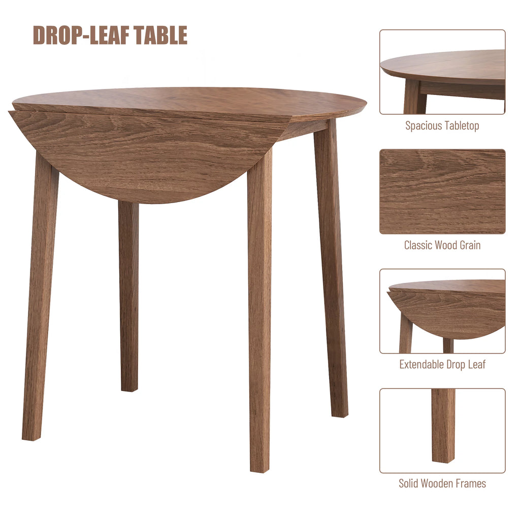 Round Drop-Leaf Table with 2 Upholstered Chairs R16324