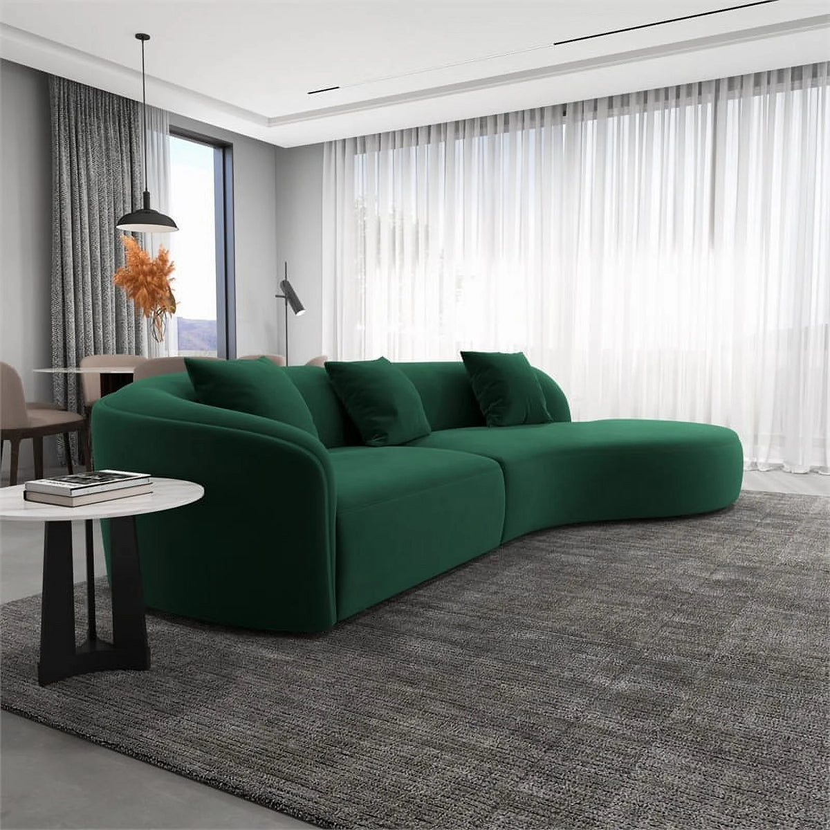 Green Velvet Curvy Couch W173