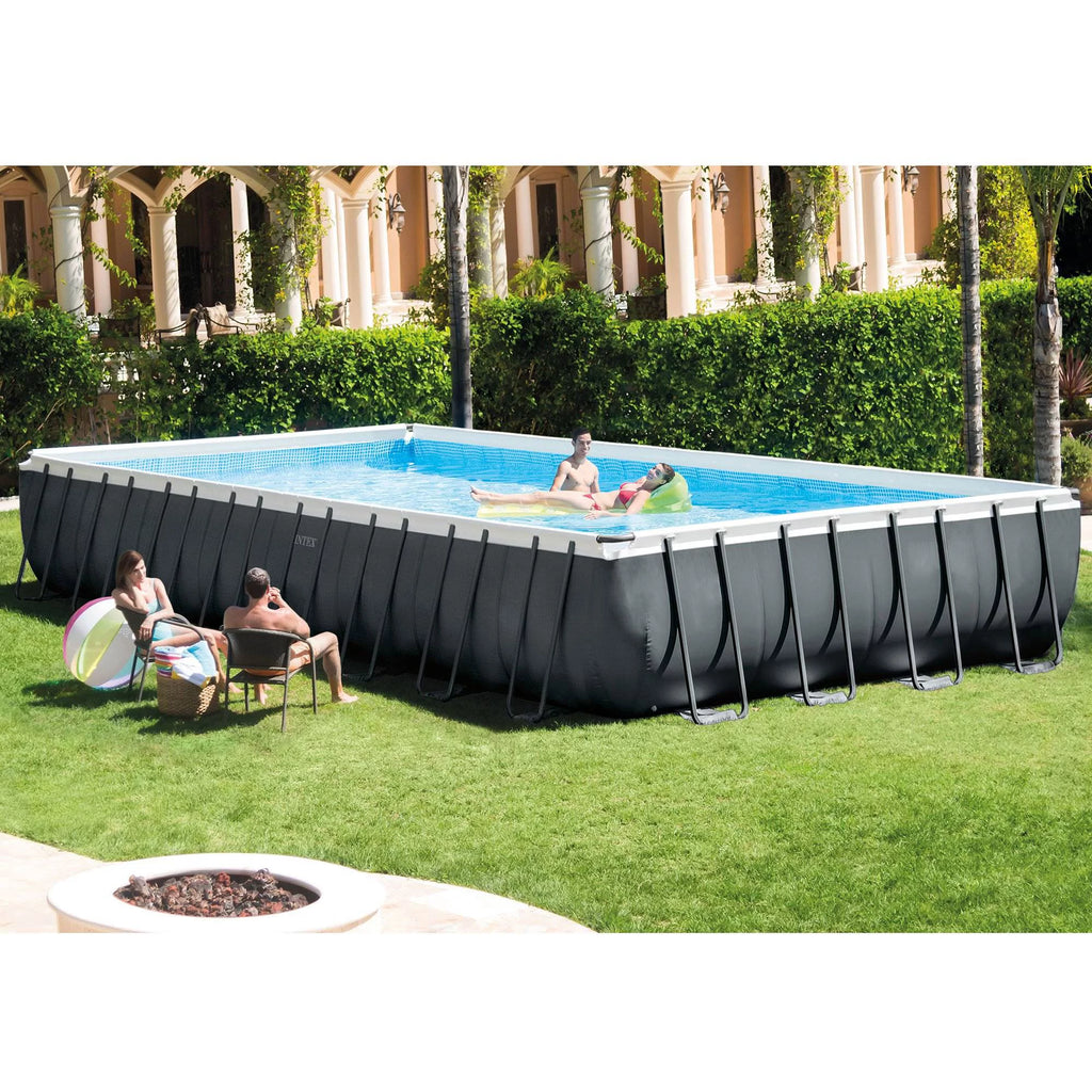 24' x 12' x 52 Rectangular Frame Swimming Pool with Pump O984