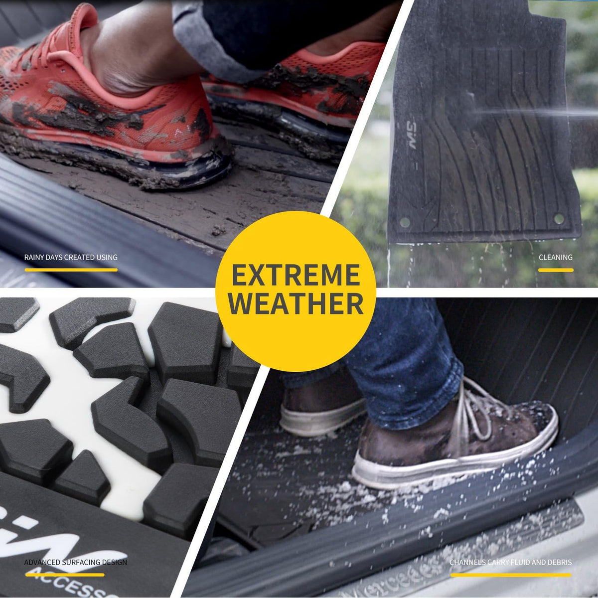 Black TPE All Weather Floor Mats Full Set B292