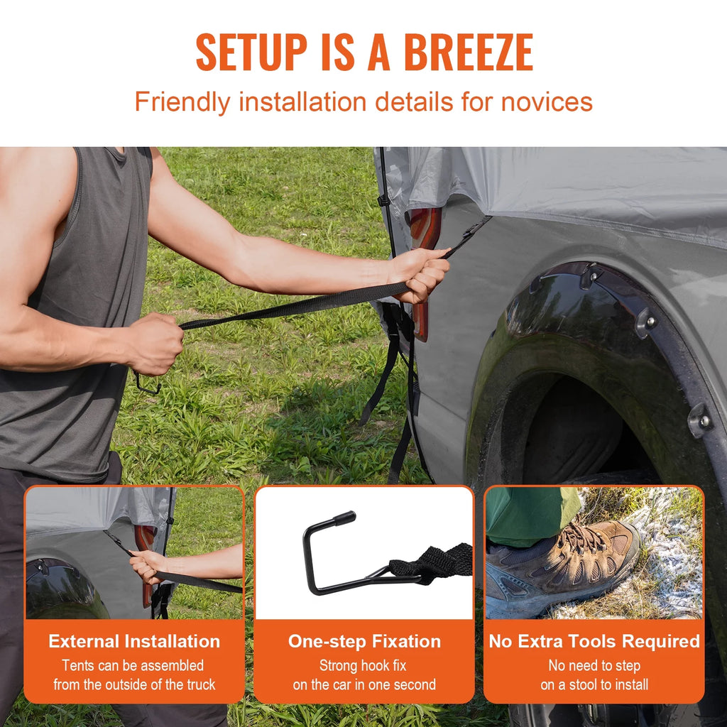 Waterproof Pickup Truck Bed Tent with Rainfly Carry Bag I4343