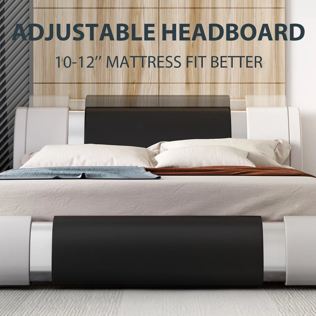 King Size Bed Frame with Adjustable Headboard Y89450