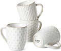 Ceramic Coffee Mugs 12 oz Embossment Set of 4 Arctic White X6652