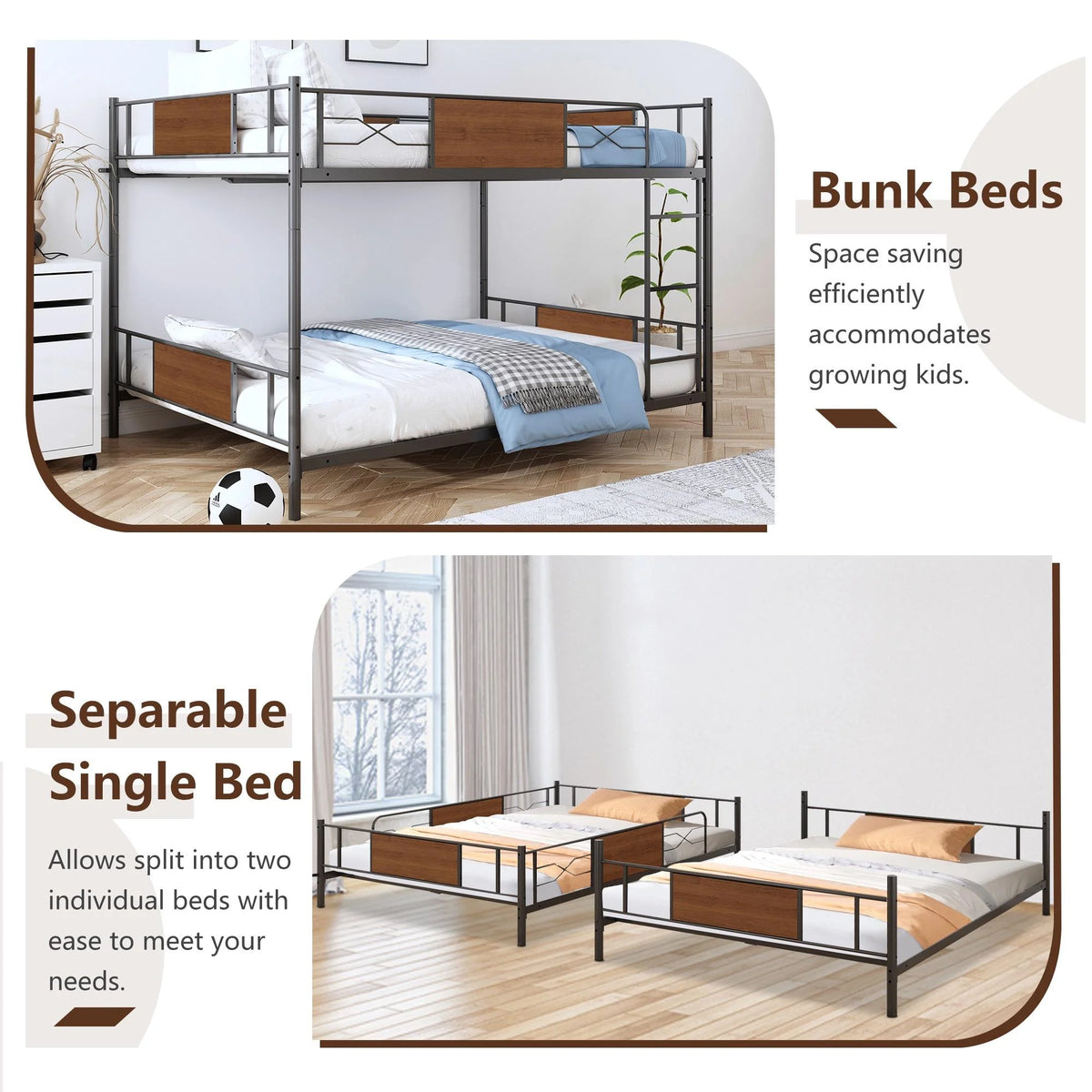 Full over Full Metal Bunk Beds J5968