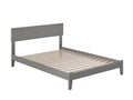 Grey Full Low Profile Wood Platform Bed Frame with Panel Headboard Y19941
