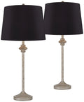 Set of 2 Beige Wood Table Lamps S266